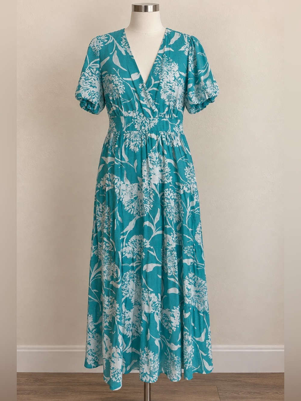 Kate and Lily Teal Floral Maxi Dress Size L NWOT